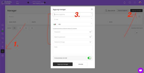 Form aggiungi manager