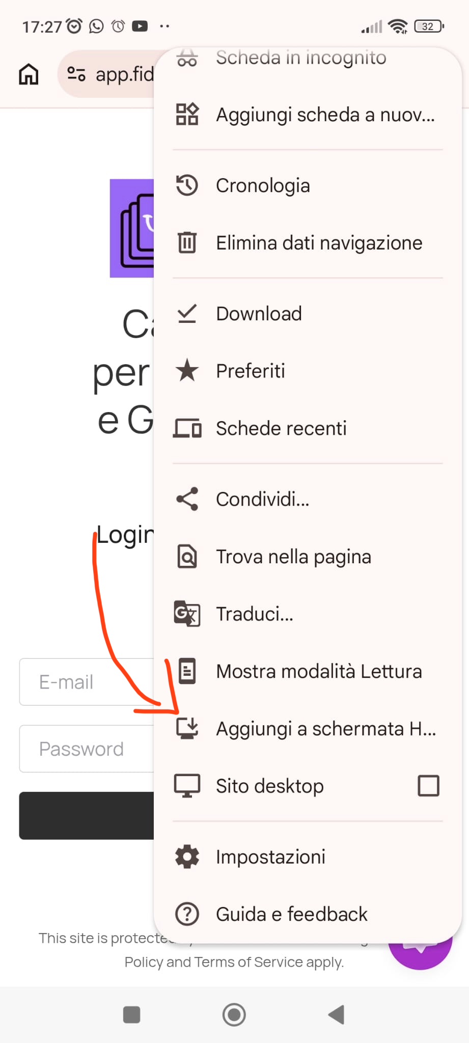 Aggiungi alla schermata Home