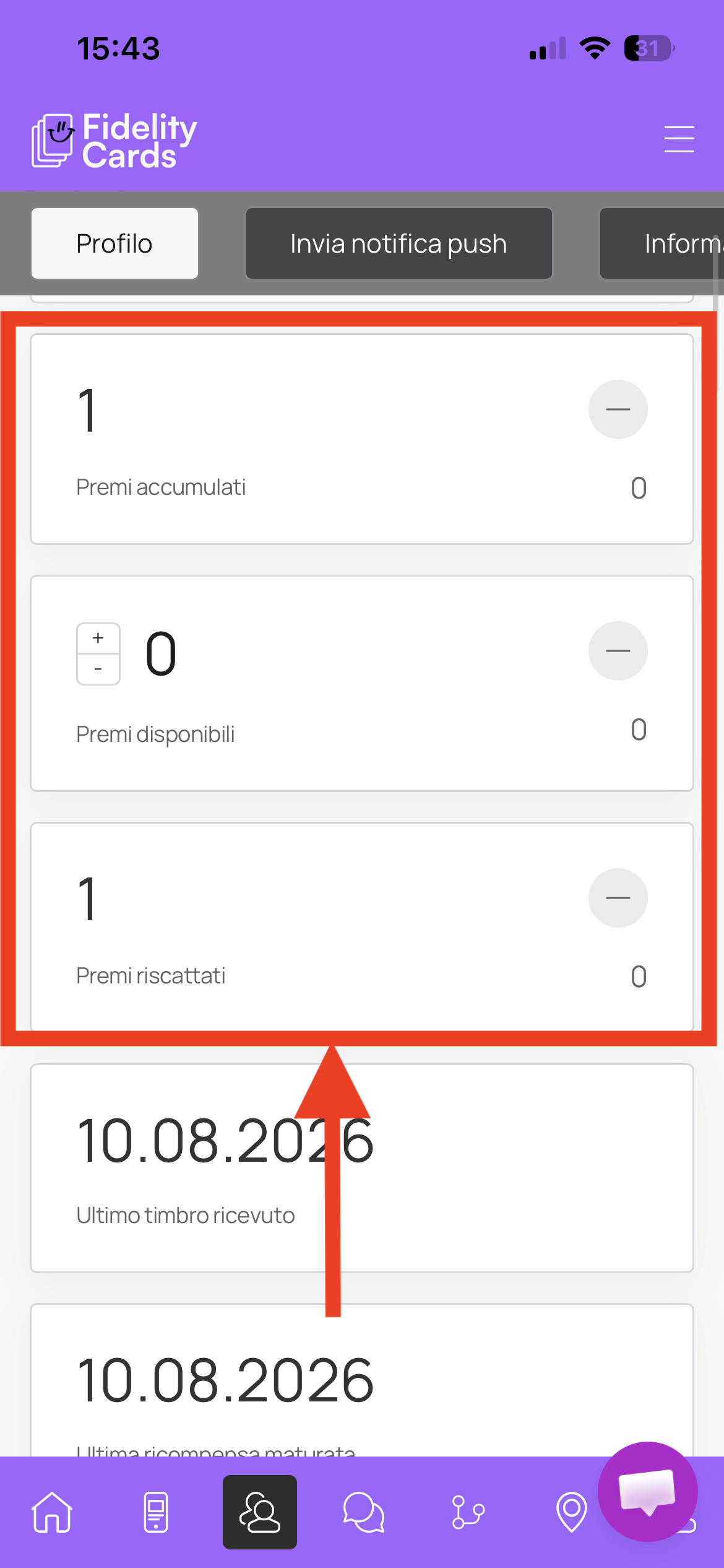 Campi aggiornati dopo il riscatto