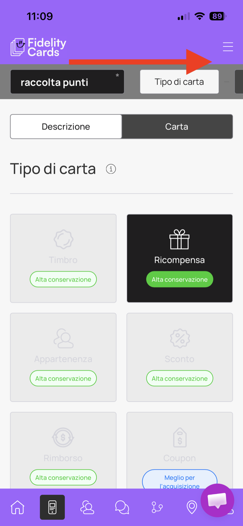Scorri le sezioni in alto
