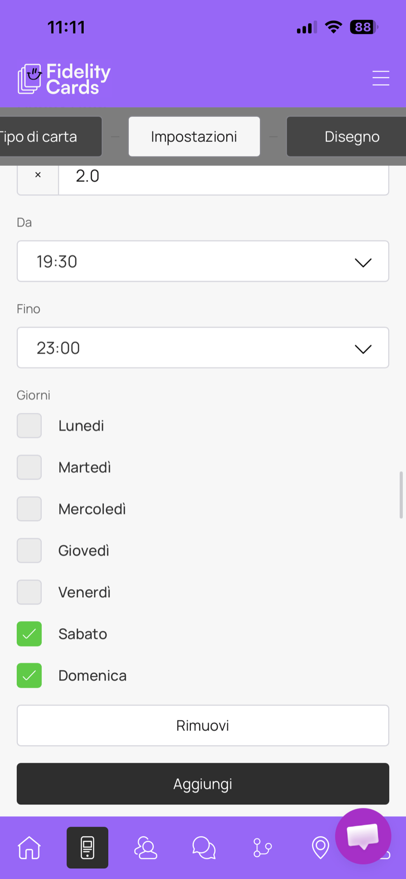 Configurazione Happy Hour