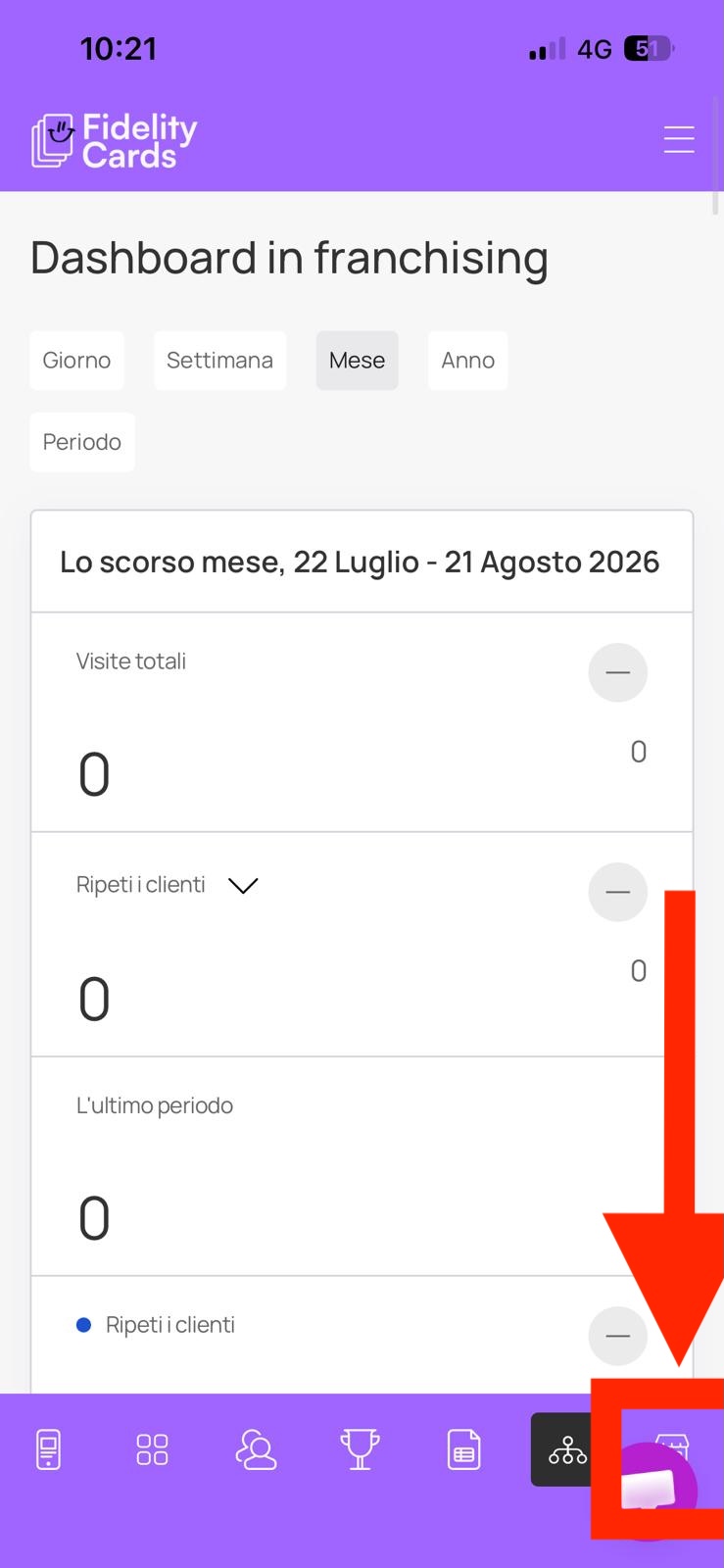 Icona visualizzazione master account nel menu